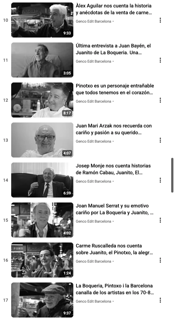 tira de youtube con vídeos