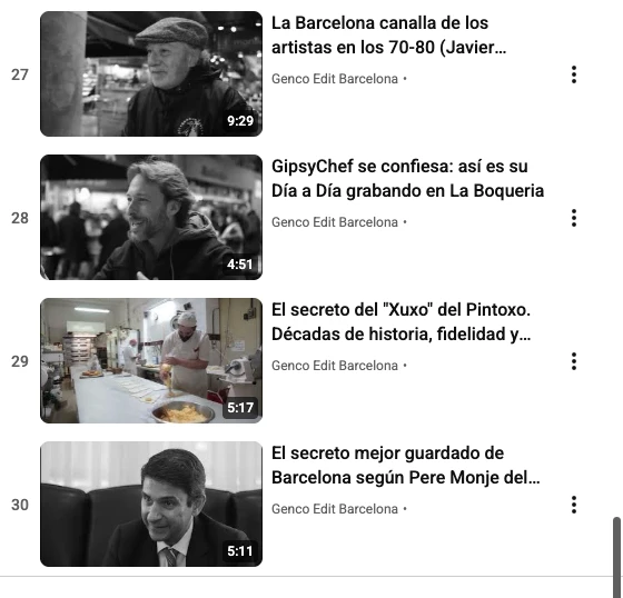 tira de youtube con vídeos