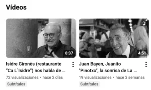tira de youtube con 2 vídeos